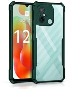 Thermoplastic Polyurethane Shock Proof Clear Protective Back Case for Xiaomi Redmi 12C|Poco C55Airedge Technology|360 Degree Camera Protection|Transparent Hybrid Back CaseGreen