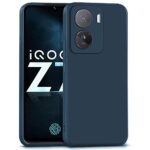Slim Ultra Soft Rubberised Back Cover for iQOO Z7 5G | iQOO Z7s 5G | Inner Velvet Fabric Lining | Matte Silicone Flexible Camera Protection Back Case - Blue