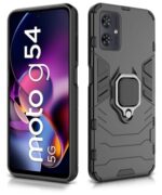 kelpuj Shock Proof Back Case Mobile Cover for Motorola Moto G54 5G | Moto G64 5G | Back Cover Case (Tough Armor | Hybrid PC + TPU | Ring Holder & in-Built Kickstand | Black) - Image 5