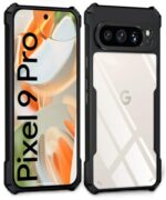kelpuj Shock Proof Clear Protective Back Case for Google Pixel 9 Pro - AirEDGE Technology | 360 Degree Camera Protection | Transparent Hybrid Back Case Mobile Cover - Black - Image 5