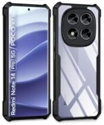 kelpuj Shock Proof Clear Protective Back Case for Redmi Note 14 Pro 5G | Poco X7 5G - AirEDGE Technology | 360 Degree Camera Protection | Transparent Hybrid Back Case Mobile Cover - Black - Image 5