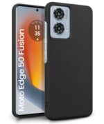 Slim Frameless Back Cover for Motorola Moto Edge 50 Fusion 5G | Moto Edge G96 Fusion 5G Ultra Thin Lightweight Design & Camera Protection | Soft Matte Silicone Flexible Mobile Case Black