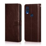 Shock Proof Flip Cover Back Case for Motorola Moto One Vision | Magnetic Wallet Leather Case with Stand