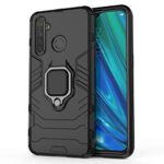 Shock Proof Back Case Mobile Cover for Realme 5 | 5I | 5S | Narzo 10 | Back Cover Case (Tough Armor | Hybrid PC + TPU | Ring Holder & in-Built Kickstand | Black)