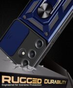 kelpuj Tough Armor Bumper Mobile Back Case for Samsung Galaxy A05S 5G | Galaxy M14 4G | Sliding Camera Shield Cover | Shock Proof 360? Protection | Hybrid PC + TPU | Ring Holder with Stand  Blue - Image 7