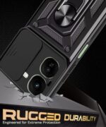 Tough Armor Bumper Mobile Back Case for iQOO Z9x 5G | Sliding Camera Shield Cover | Shock Proof 360? Protection | Hybrid PC + TPU | Ring Holder with Kickstand ? Black - Image 7