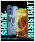 kelpuj Shock Proof Back Case Mobile Cover for Motorola Moto G85 5G | Back Cover Case (Tough Armor | Hybrid PC + TPU | Ring Holder & in-Built Kickstand | Blue) - Image 7