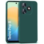 Back Cover for Tecno Pop 8 | Tecno Spark Go 2024 | Spark 20 | Ultra Slim Soft Rubberised Case | Inner Velvet Fabric Lining | Matte Silicone Flexible Mobile Case | Camera Protection  Green