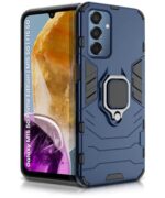 Shock Proof Back Case Mobile Cover for Samsung Galaxy M15 5G Prime Edition | M15 5G | F15 5G | Back Cover Case (Tough Armor | Hybrid PC + TPU | Ring Holder & in-Built Kickstand | Blue)
