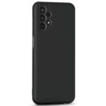 Silicone Ultra Slim Soft Rubberised Inner Velvet Fabric Lining Matte Flexible Back Cover Back Case with Camera Protection for Samsung Galaxy A13 4G (Black) - Image 3