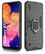 Shock Proof Back Case Mobile Cover for Samsung Galaxy A10 | Bumper Back Cover Case(Tough Armor | Hybrid PC + TPU | Full Protection with Ring Holder & in-Built Kickstand | Black) - Image 3
