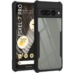 kelpuj Shock Proof Clear Protective Back Case for Google Pixel 7 Pro - AirEDGE Technology | 360 Degree Camera Protection | Transparent Hybrid Back Case Mobile Cover - Black