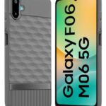 Back Cover for Samsung Galaxy M06 5G | Galaxy F06 5G with Hexa Cube Design | Ultra Slim Soft Rubberised Case | Inner Velvet Fabric | Matte Silicone Mobile Case | Camera Protection - Grey