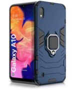 Shock Proof Back Case Mobile Cover for Samsung Galaxy A10 (Armor | Hybrid PC + TPU | Full Protection with Ring Holder Kickstand | Carbon Blue)