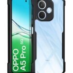 Shock Proof Clear Protective Back Case for Oppo A5 Pro 5G - AirEDGE Technology | 360 Degree Camera Protection | Transparent Hybrid Back Case Mobile Cover - Black