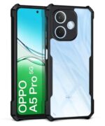 Shock Proof Clear Protective Back Case for Oppo A5 Pro 5G - AirEDGE Technology | 360 Degree Camera Protection | Transparent Hybrid Back Case Mobile Cover - Black