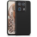 Back Cover for Motorola Moto Edge 50 Ultra | Ultra Slim Soft Rubberised Case | Inner Velvet Fabric Lining | Matte Silicone Flexible Mobile Case | Camera Protection - Black