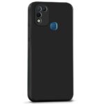 kelpuj Back Cover for Infinix Hot 10 Play | Ultra Slim Soft Rubberised Case | Inner Velvet Fabric Lining | Matte Silicone Flexible Mobile Case | Camera Protection - Black - Image 4