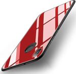 Luxury Mirror Bumper Back Tempered Glass Case [ Anti Slip ] Super Slim [Flexible] All Angle Protection Full Mirror View Back Lightweight Matte Soft Back Case Cover for Samsung Galaxy M20 - Red