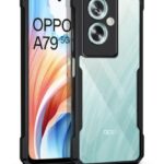 Shock Proof Clear Back Case Mobile Cover for Oppo A79 5G (Hard | Hybrid PC + TPU | Full Armour Device & Camera Protection | Black)