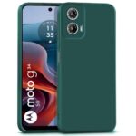 Back Cover for Motorola Moto G34 5G | Moto G45 5G | Ultra Slim Soft Rubberised Case | Inner Velvet Fabric Lining | Matte Silicone Flexible Mobile Case | Camera Protection - Green
