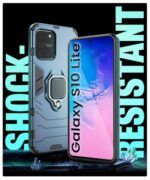 Shock Proof Back Case Mobile Cover for Samsung Galaxy S10 Lite | Back Cover Case (Tough Armor | Hybrid PC + TPU | Ring Holder & inBuilt Kickstand | Blue) - Image 7