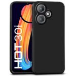 Slim Ultra Soft Rubberised Back Cover for Infinix Hot 30i 4G | Inner Velvet Fabric Lining | Matte Silicone Flexible Camera Protection Back Case - Black