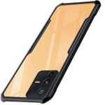 Shock Proof Clear Protective Back Case for Vivo V23 5G - AirEDGE Technology | 360 Degree Camera Protection | Transparent Hybrid Back Case Mobile Cover - Black