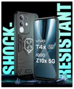 Shock Proof Back Case Mobile Cover for Vivo T4X 5G | IQOO Z10X 5G | Back Cover Case (Tough Armor | Hybrid PC + TPU | Ring Holder & in-Built Kickstand | Black) - Image 5