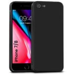 Ultra Soft Slim Rubberised Back Cover Compatible with Apple iPhone 7 | iPhone 8 | Inner Velvet Fabric Lining | Matte Silicone Flexible Camera Protection Back Case - Black