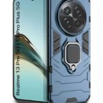 Shock Proof Back Case Mobile Cover for Realme 13 Pro 5G | Realme 13 Pro Plus 5G | Back Cover Case (Tough Armor | Hybrid PC + TPU | Ring Holder & in-Built Kickstand | Blue)