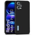 Slim Ultra Soft Rubberised Back Cover for Xiaomi Redmi Note 12 Pro 5G | Inner Velvet Fabric Lining | Matte Silicone Flexible Camera Protection Back Case ? Black