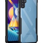 Shock Proof Clear Back Case Mobile Cover for Samsung Galaxy M11 | (Hard | Hybrid PC + TPU | Full Armour Device & Camera Protection | Black)