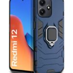 Shock Proof Back Case Mobile Cover for Mi Redmi 12 5G | Redmi 12 4G | Poco M6 Pro 5G | Back Cover Case (Tough Armor | Hybrid PC + TPU | Ring Holder & in-Built Kickstand | Blue)