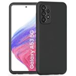 Ultra Slim Soft Rubberised Back Cover | Inner Velvet Fabric Lining | Matte Silicone Flexible Camera Protection Back Case for Samsung Galaxy A53 5G - Black
