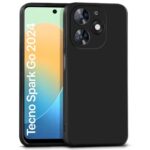 Back Cover for Tecno Spark Go 2024 | Tecno Pop 8 | Spark 20 | Ultra Slim Soft Rubberised Case | Inner Velvet Fabric Lining | Matte Silicone Flexible Mobile Case | Camera Protection - Black