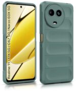 kelpuj Ultimate Silicon Back Cover Case for Realme Narzo 60X 5G | 11 | 11X 5G | Military Grade Drop Protection Shockproof | Anti-Slip Grip | Scratch Proof Micro-Fibre Cloth Inside (Forest Green) - Image 3