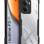 Shock Proof Clear Protective Back Case for Realme P3 5G - AirEDGE Technology | 360 Degree Camera Protection | Transparent Hybrid Back Case Mobile Cover - Black