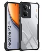 Shock Proof Clear Protective Back Case for Realme P3 5G - AirEDGE Technology | 360 Degree Camera Protection | Transparent Hybrid Back Case Mobile Cover - Black