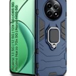 Shockproof Back Case Mobile Cover for Realme Narzo 70X | Realme 12 5G | 12X 5G | C65 5G | N65 5G | Back Cover Case (Tough Armor | Hybrid PC + TPU | Ring Holder & in-Built Kickstand | Blue)