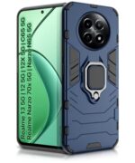 Shockproof Back Case Mobile Cover for Realme Narzo 70X | Realme 12 5G | 12X 5G | C65 5G | N65 5G | Back Cover Case (Tough Armor | Hybrid PC + TPU | Ring Holder & in-Built Kickstand | Blue)