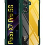 Shock Proof Clear Protective Back Case for Poco X7 Pro 5G - AirEDGE Technology | 360 Degree Camera Protection | Transparent Hybrid Back Case Mobile Cover - Green