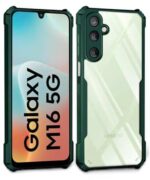 Shock Proof Clear Protective Back Case for Samsung Galaxy M16 5G | Galaxy F16 5G - AirEDGE Technology | 360 Degree Camera Protection | Transparent Hybrid Back Case Mobile Cover - Green - Image 3