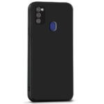 Ultra Slim Soft Rubberised Back Cover Case for Samsung Galaxy M21 | M30s | M21 2021 | Inner Velvet Fabric Lining | Matte Silicone Flexible Camera Protection Back Case - Black - Image 4