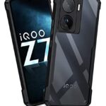 Shock Proof Clear Protective Back Case for iQOO Z7s 5G | iQOO Z7 5G - AirEDGE Technology | 360 Degree Camera Protection | Transparent Hybrid Back Case Mobile Cover - Earthy Black