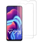 Tempered Glass Screen Protector Compatible for Vivo Y73 5G (Transparent) Full Screen Coverage (Except Edges) and Easy Installation Kit  Pack of 2