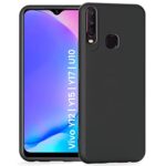 Ultra Slim Soft Rubberised Back Cover Case for Vivo Y12 | Y15 | Y17 | U10 | Inner Velvet Fabric Lining | Matte Silicone Flexible Camera Protection Back Cover  Black