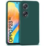 kelpuj Back Cover for Oppo F23 5G | Ultra Slim Soft Rubberised Case | Inner Velvet Fabric Lining | Matte Silicone Flexible Mobile Case | Camera Protection - Green