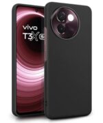 Slim Frameless Back Cover for Vivo T3x 5G | Ultra Thin Lightweight Design & Camera Protection | Soft Matte Silicone Flexible Mobile Case (Black)