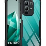 kelpuj Shock Proof Clear Protective Back Case for Infinix Note 50X 5G - AirEDGE Technology | 360 Degree Camera Protection | Transparent Hybrid Back Case Mobile Cover - Black